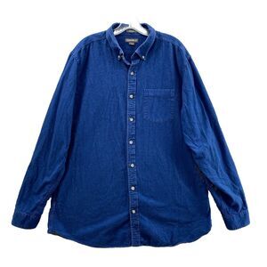 Eddie Bauer Shirt‎ Mens Tall L Blue Flannel Plaid Heavy Cotton Workwear Outdoors